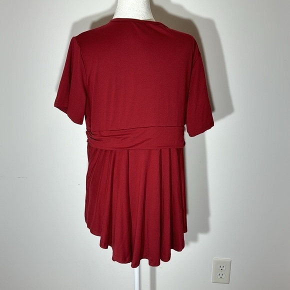 Allegrace Red V-Neck Pullover Blouse - 2X - Picture 4 of 6